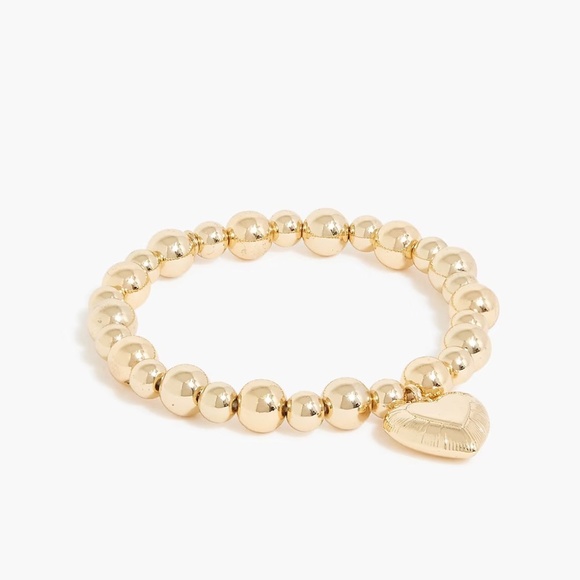 J. Crew Factory Heart Stretch Bauble Bracelet - Gold - NWT - Picture 1 of 4